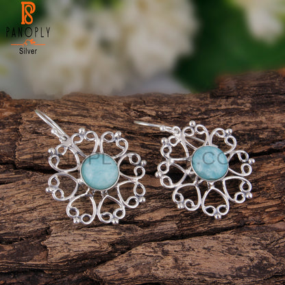 Amazonite Round 925 Sterling Silver Earrings