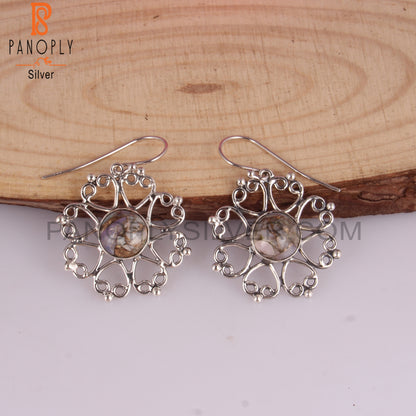Woman Earrings Mojave Copper Ethiopian Opal Round 925 Silver