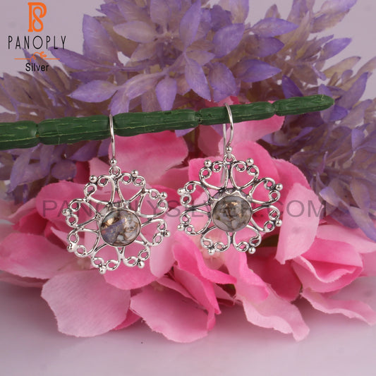 Woman Earrings Mojave Copper Ethiopian Opal Round 925 Silver
