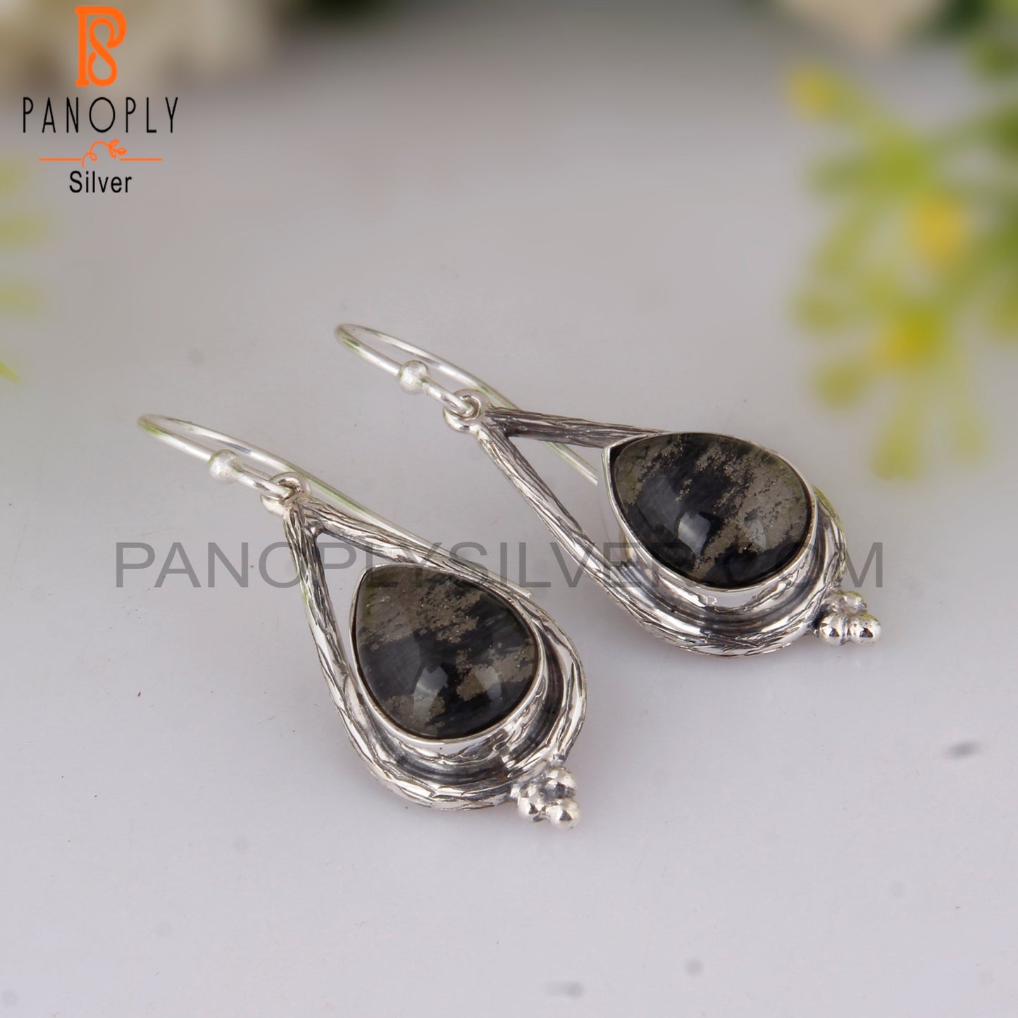 Doublet Apache Gold Crystal Pear Shape 925 Silver Earrings