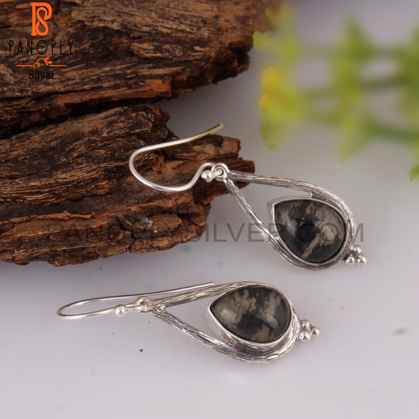 Doublet Apache Gold Crystal Pear Shape 925 Silver Earrings