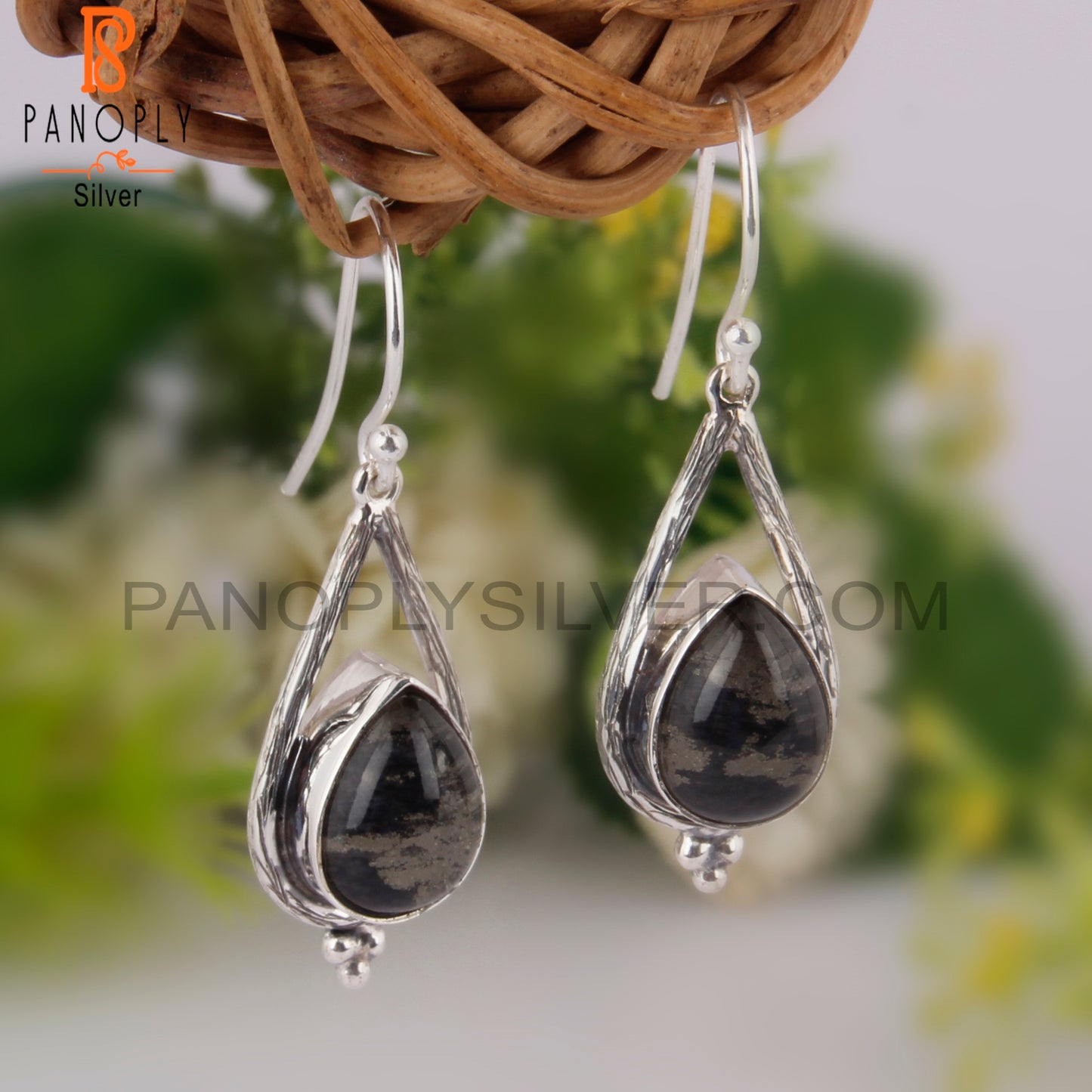 Doublet Apache Gold Crystal Pear Shape 925 Silver Earrings