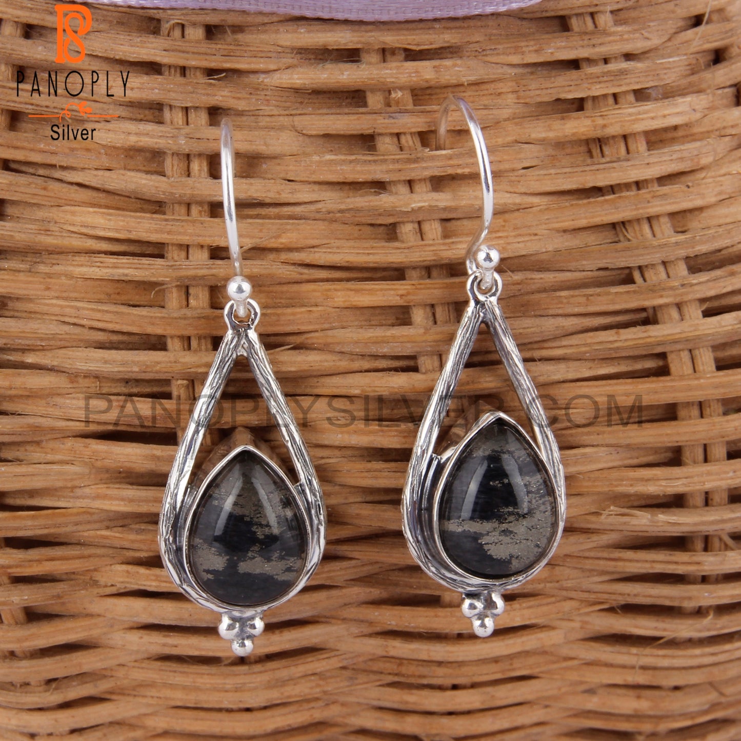 Doublet Apache Gold Crystal Pear Shape 925 Silver Earrings