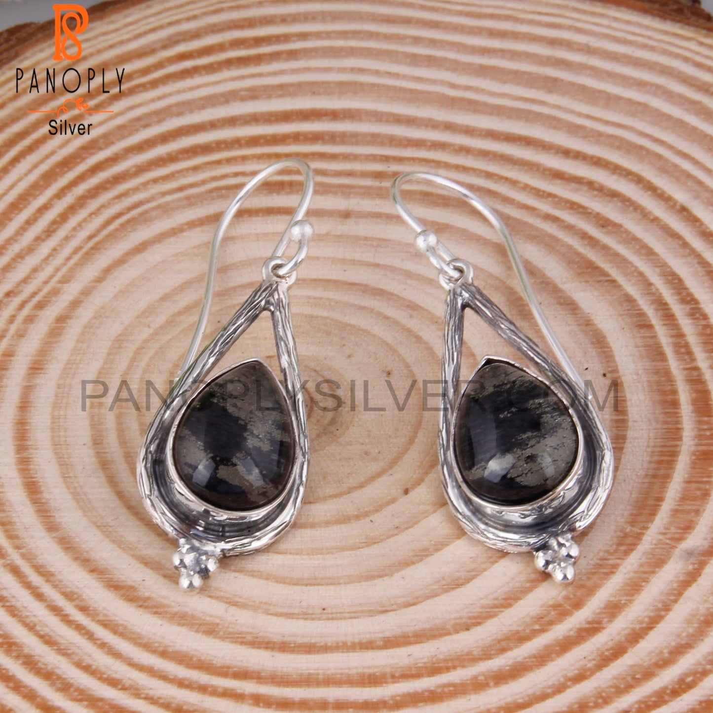 Doublet Apache Gold Crystal Pear Shape 925 Silver Earrings