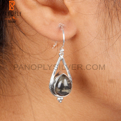 Doublet Apache Gold Crystal Pear Shape 925 Silver Earrings