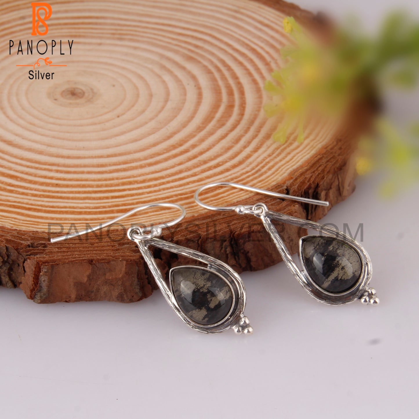 Doublet Apache Gold Crystal Pear Shape 925 Silver Earrings