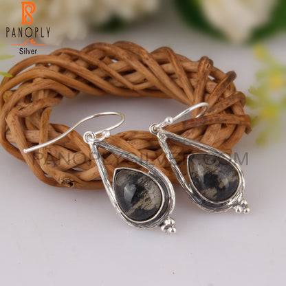 Doublet Apache Gold Crystal Pear Shape 925 Silver Earrings