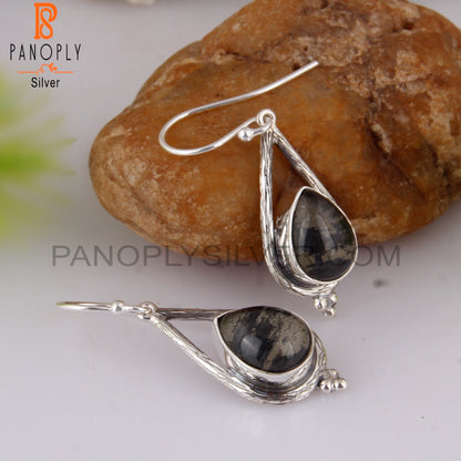 Doublet Apache Gold Crystal Pear Shape 925 Silver Earrings