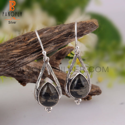 Doublet Apache Gold Crystal Pear Shape 925 Silver Earrings