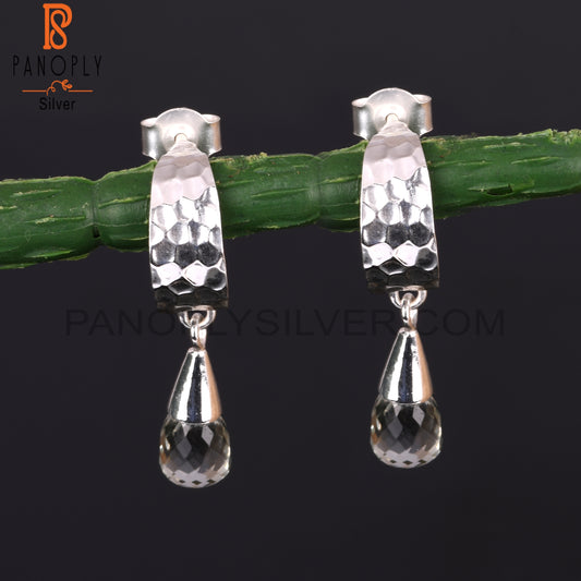 Green Amethyst Drop Shape 925 Silver Casual Wear Earrings