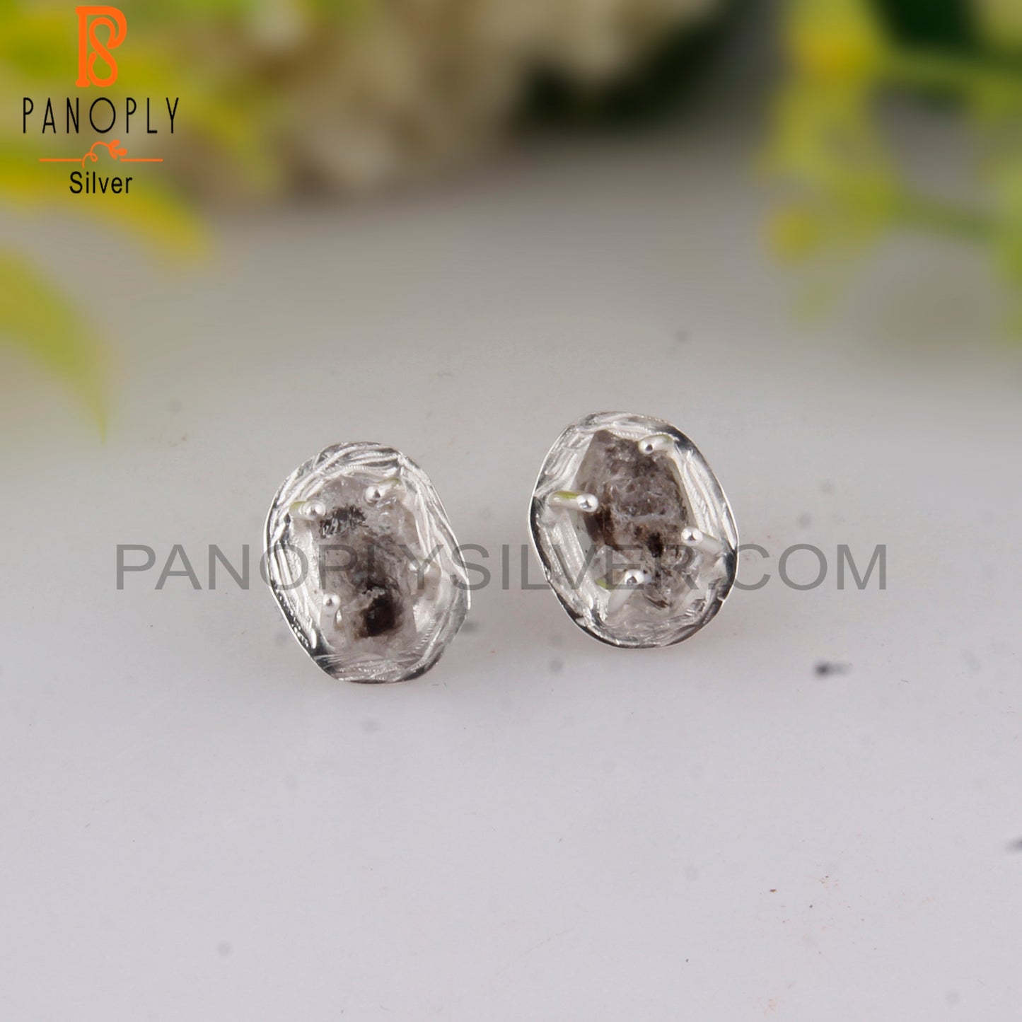 Natural Unique Herkimer Diamond 925 Silver Earrings