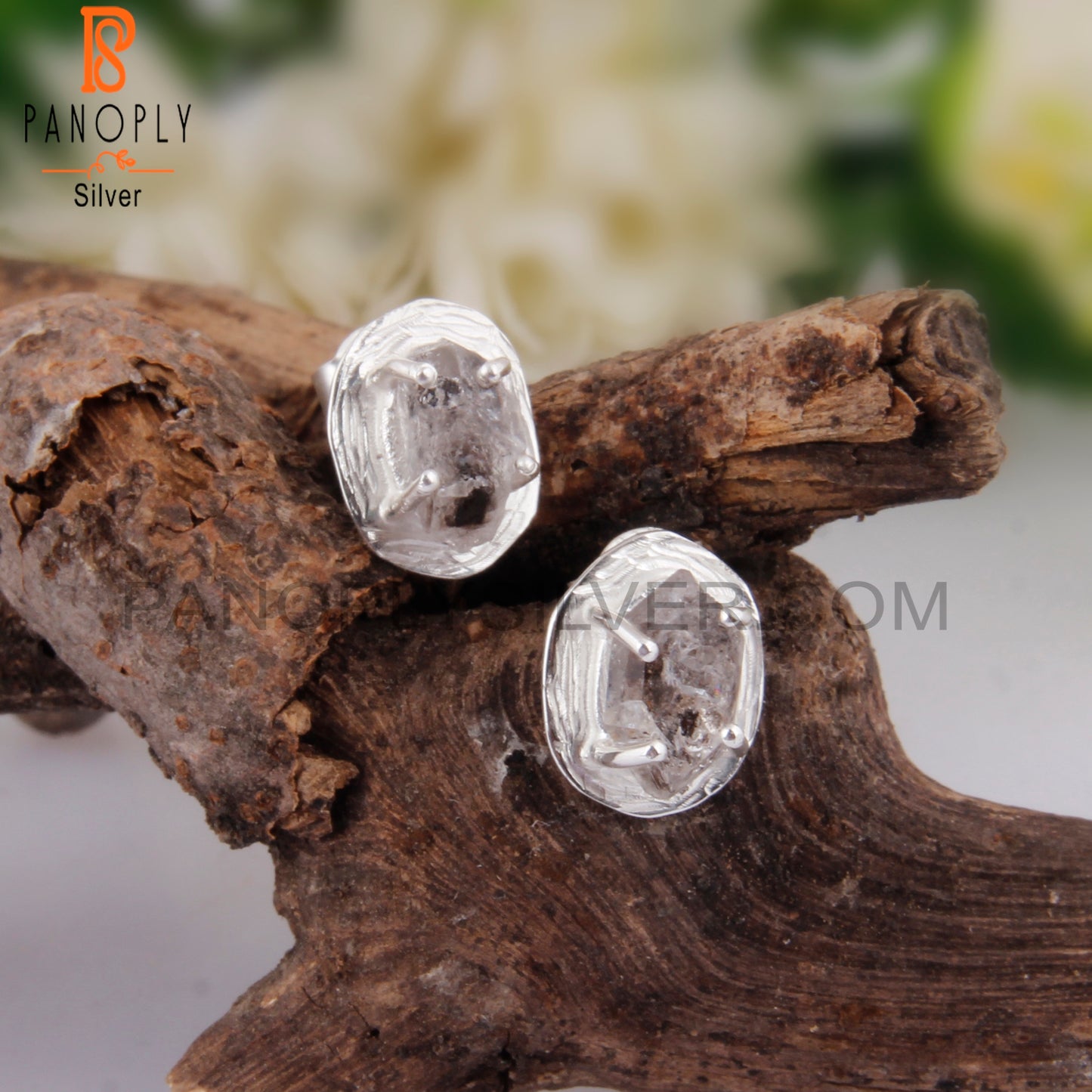 Natural Unique Herkimer Diamond 925 Silver Earrings