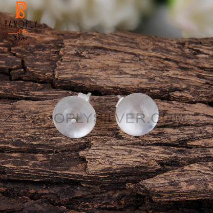 Doublet Mother Of Pearl Round Shape 925 Silver Earrings