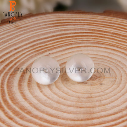 Doublet Mother Of Pearl Round Shape 925 Silver Earrings