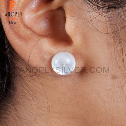 Doublet Mother Of Pearl Round Shape 925 Silver Earrings