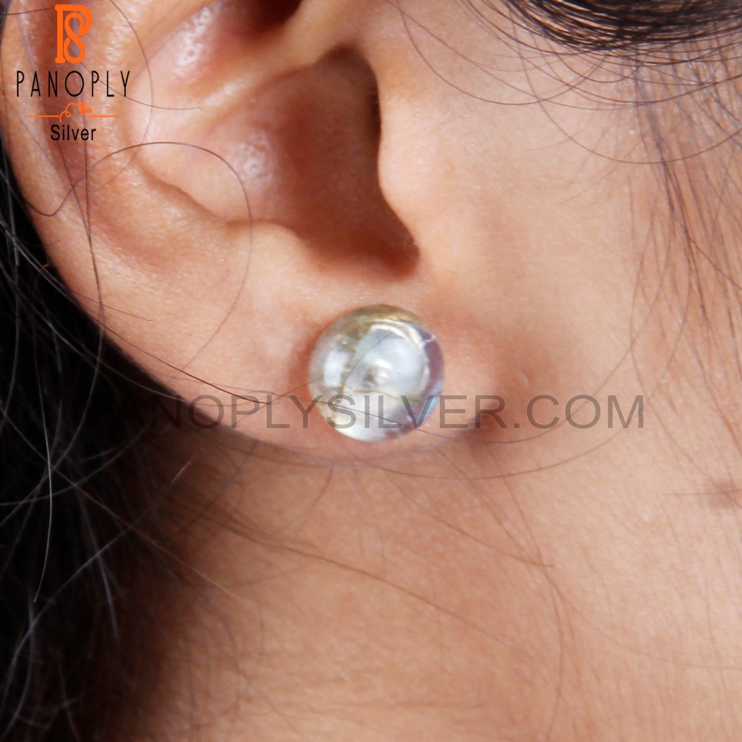 Doublet Labradorite Crystal 925 Sterling Silver Stud Earrings