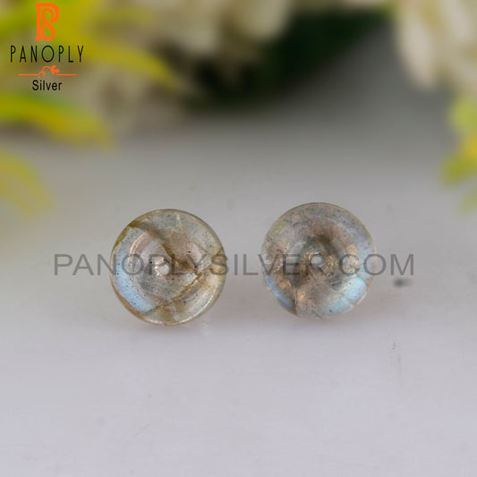 Doublet Labradorite Crystal 925 Sterling Silver Stud Earrings