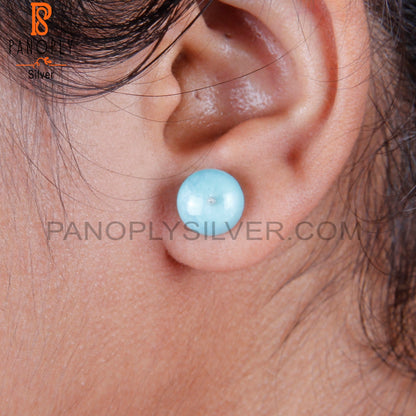 Doublet Amazonite Crystal Round Shape 925 Silver Earrings