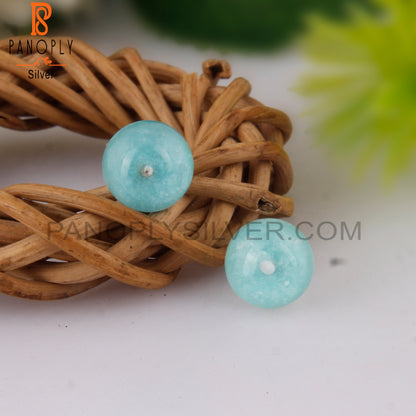 Doublet Amazonite Crystal Round Shape 925 Silver Earrings