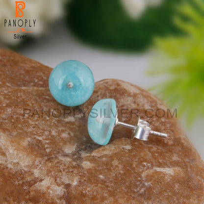 Doublet Amazonite Crystal Round Shape 925 Silver Earrings