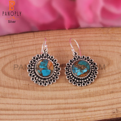 Mojave Copper Oyster Turquoise 925 Silver Earrings