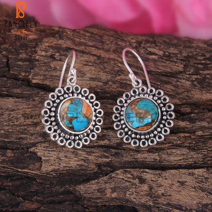 Mojave Copper Oyster Turquoise 925 Silver Earrings