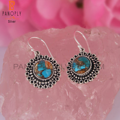 Mojave Copper Oyster Turquoise 925 Silver Earrings