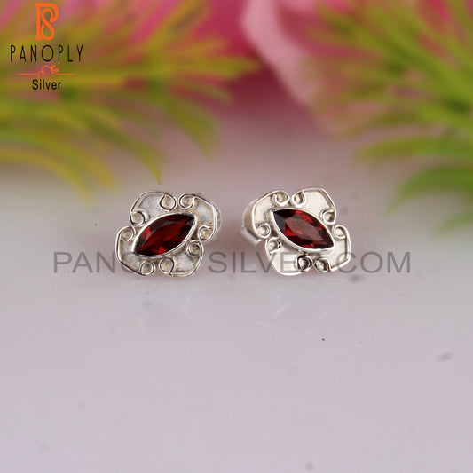 Garnet Marquise 925 Sterling Silver Earrings
