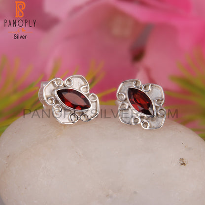 Garnet Marquise 925 Sterling Silver Earrings