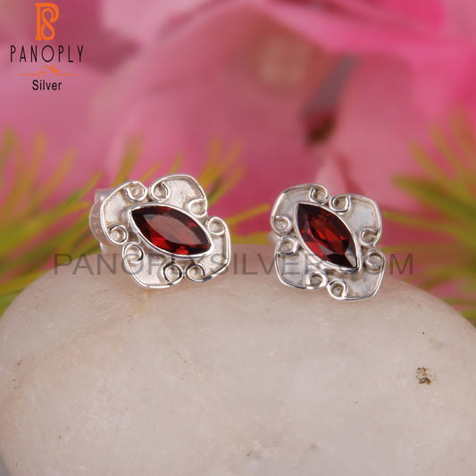 Garnet Marquise 925 Sterling Silver Earrings