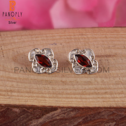 Garnet Marquise 925 Sterling Silver Earrings
