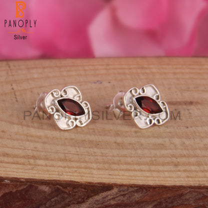 Garnet Marquise 925 Sterling Silver Earrings