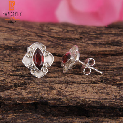 Garnet Marquise 925 Sterling Silver Earrings