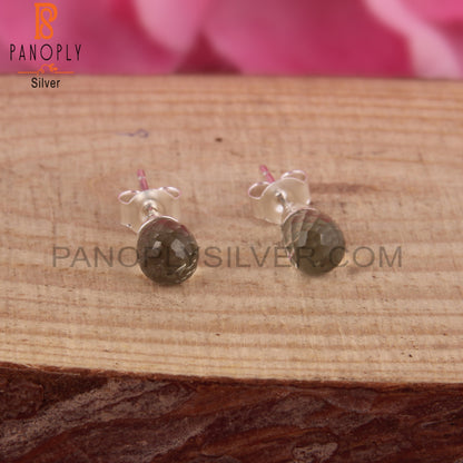 Green Amethyst Drop 925 Silver Wedding Earrings
