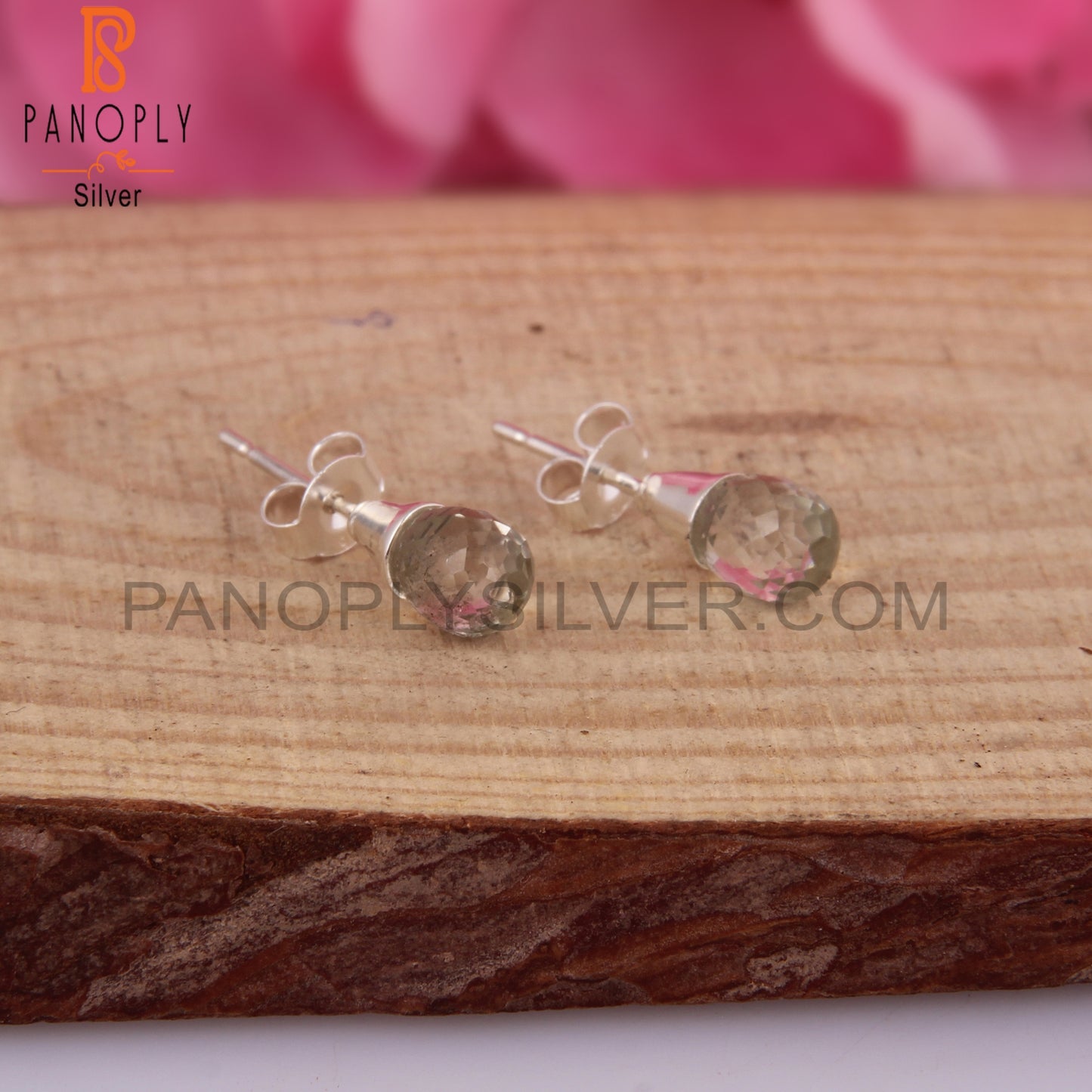 Green Amethyst Drop 925 Silver Wedding Earrings