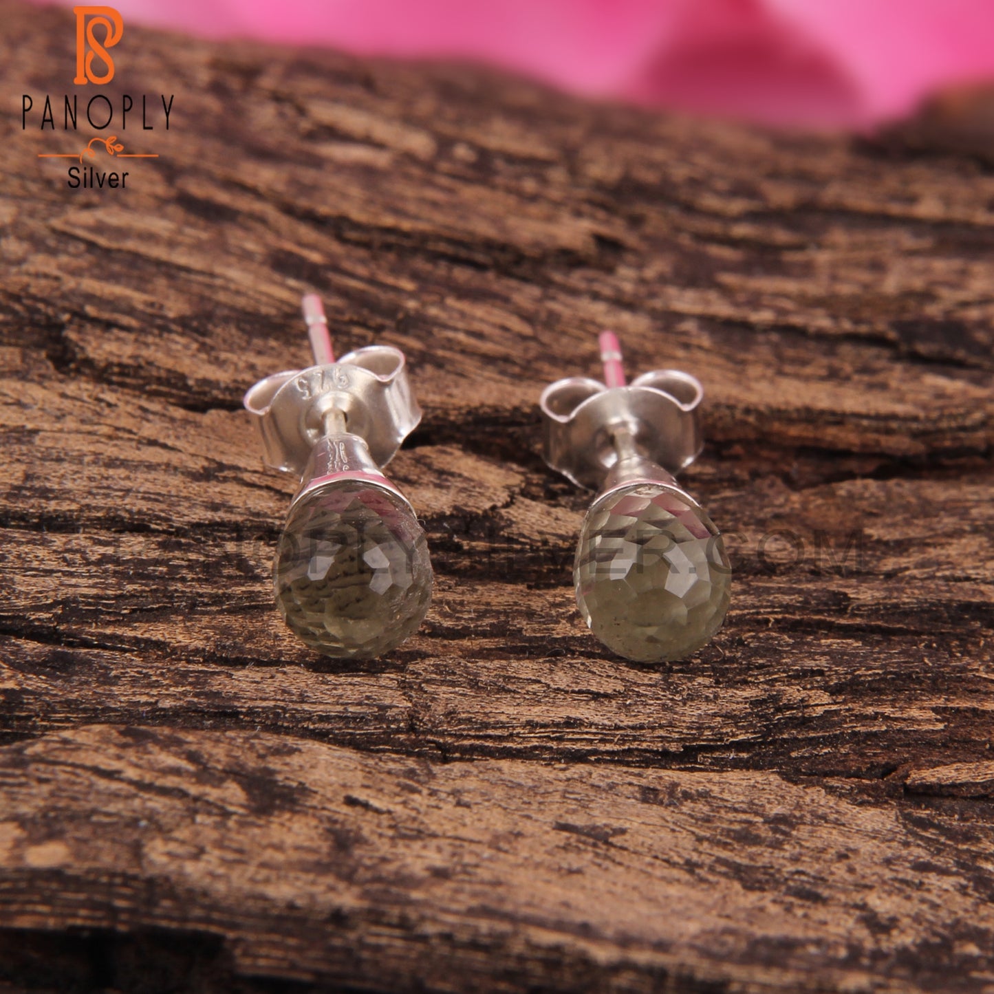 Green Amethyst Drop 925 Silver Wedding Earrings