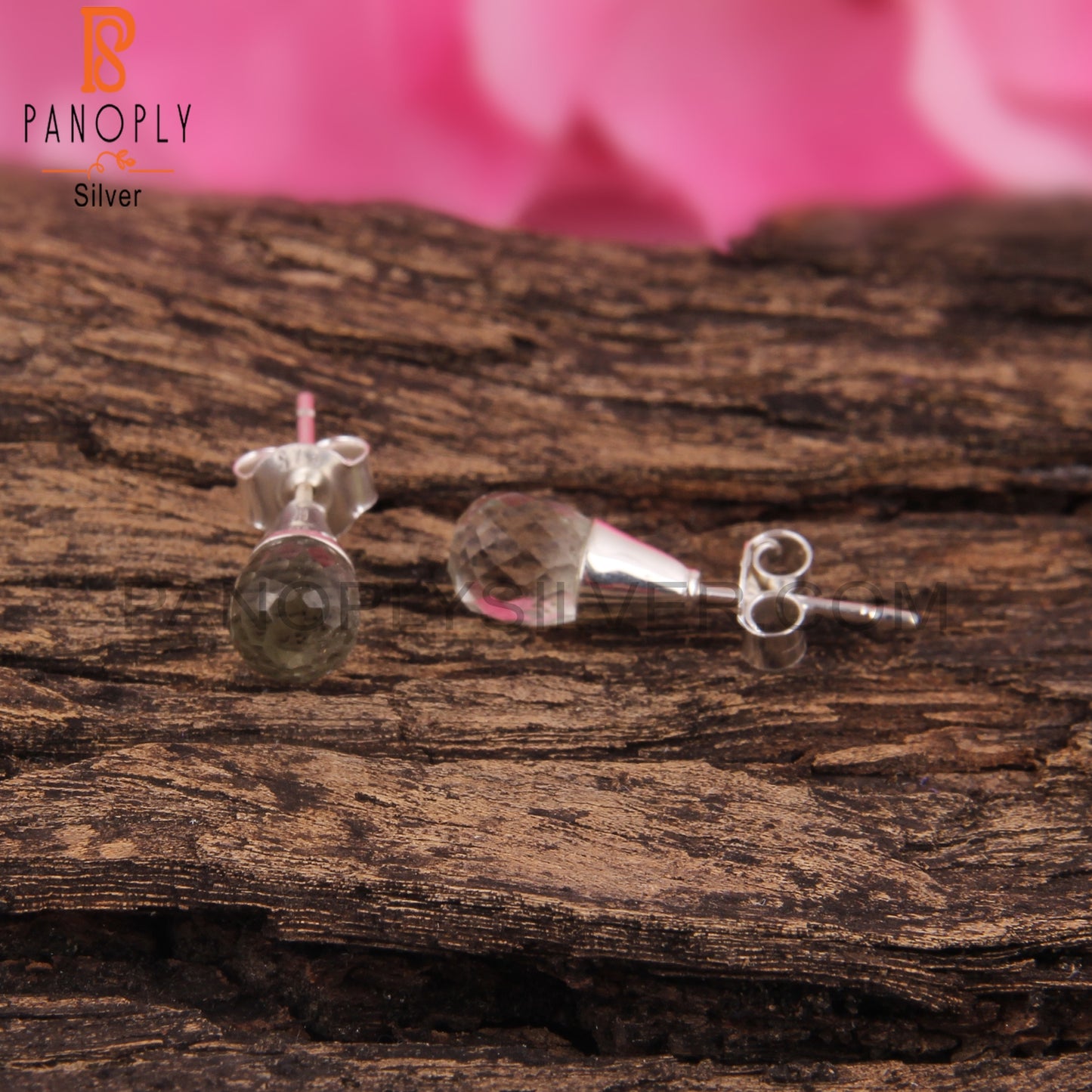 Green Amethyst Drop 925 Silver Wedding Earrings