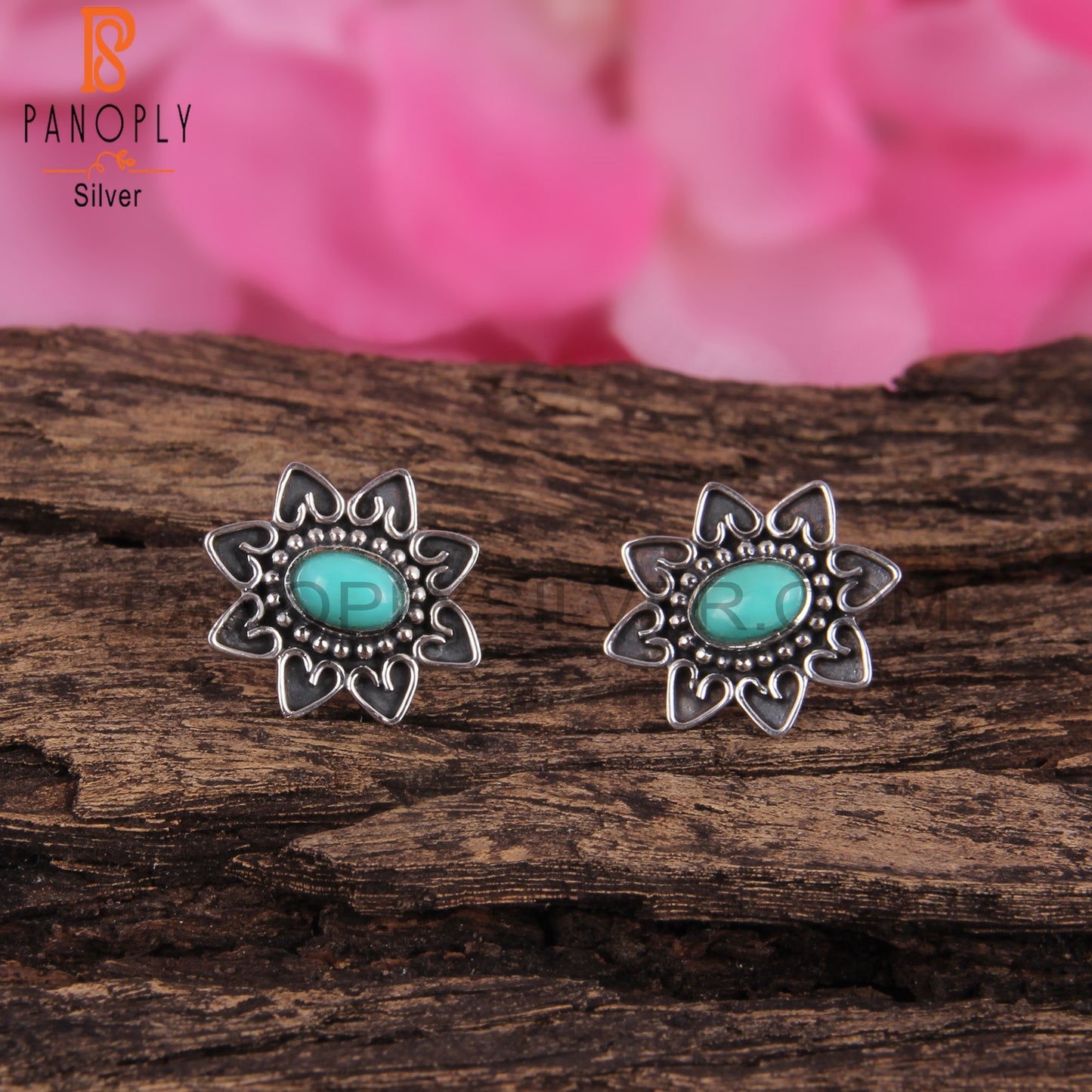 Arizona Turquoise Oval Shape 925 Sterling Silver Earrings