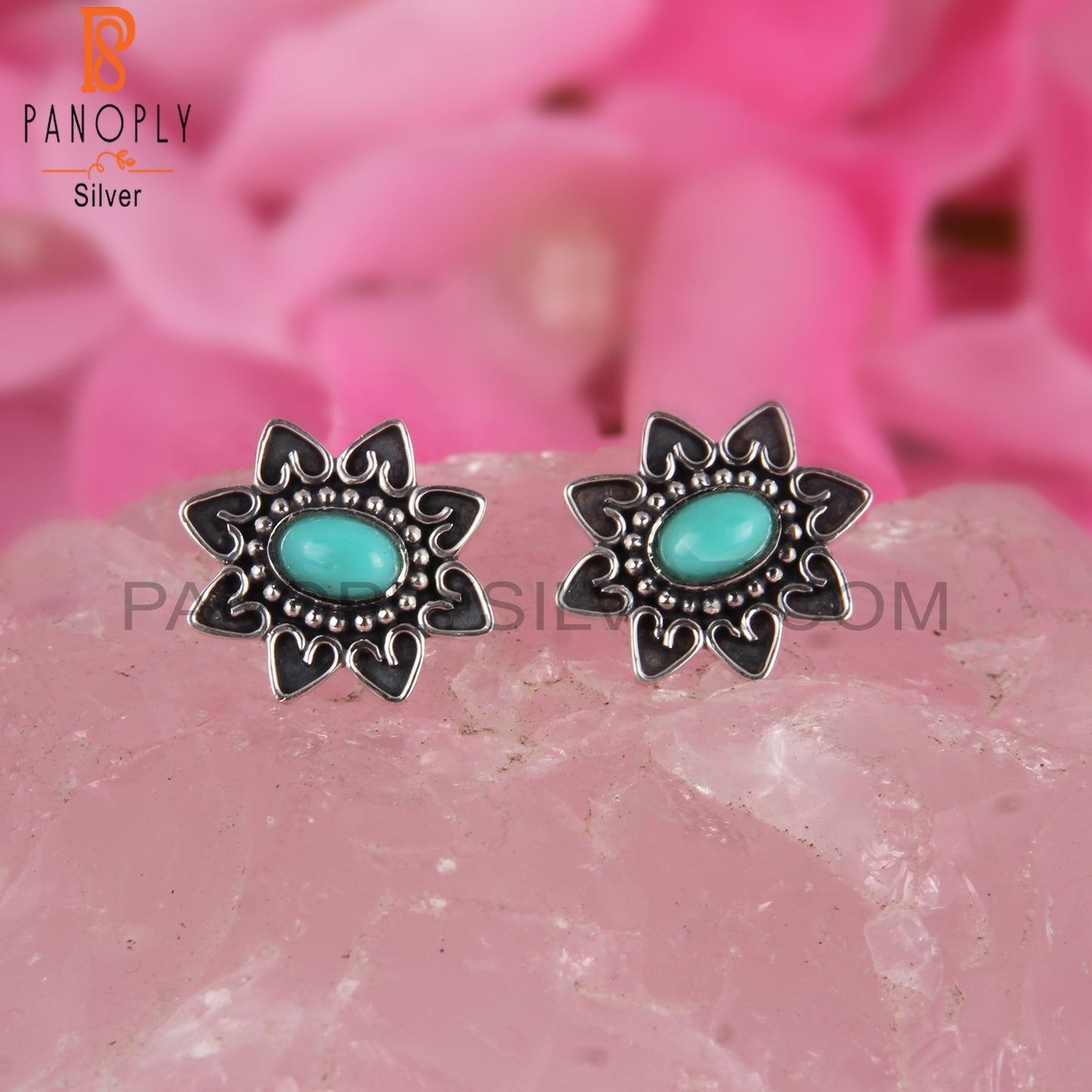 Arizona Turquoise Oval Shape 925 Sterling Silver Earrings