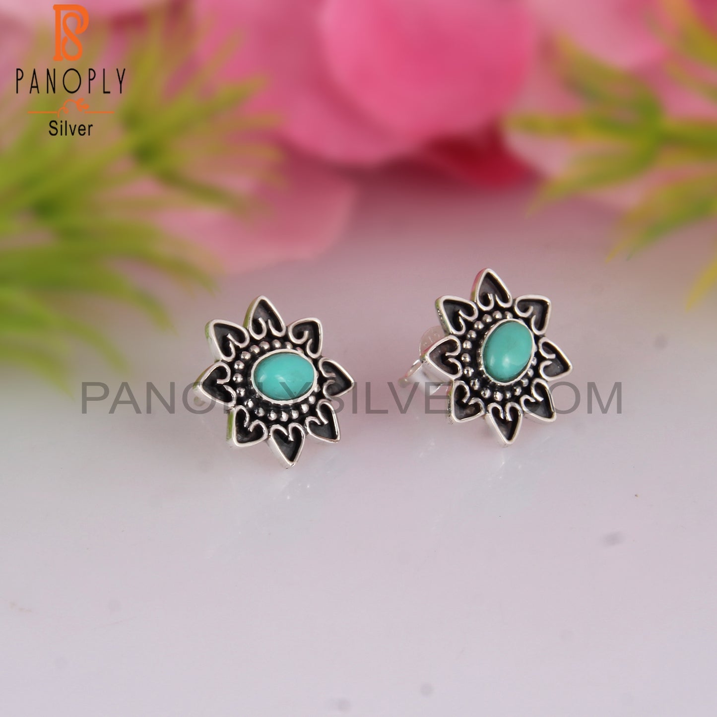 Arizona Turquoise Oval Shape 925 Sterling Silver Earrings