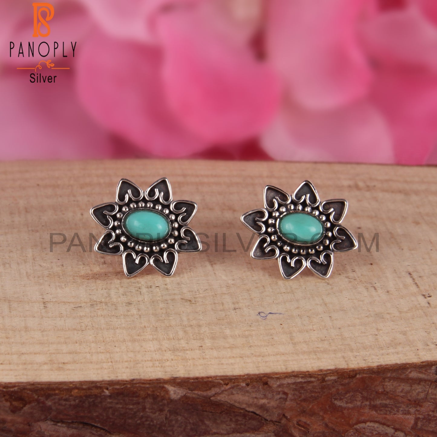 Arizona Turquoise Oval Shape 925 Sterling Silver Earrings