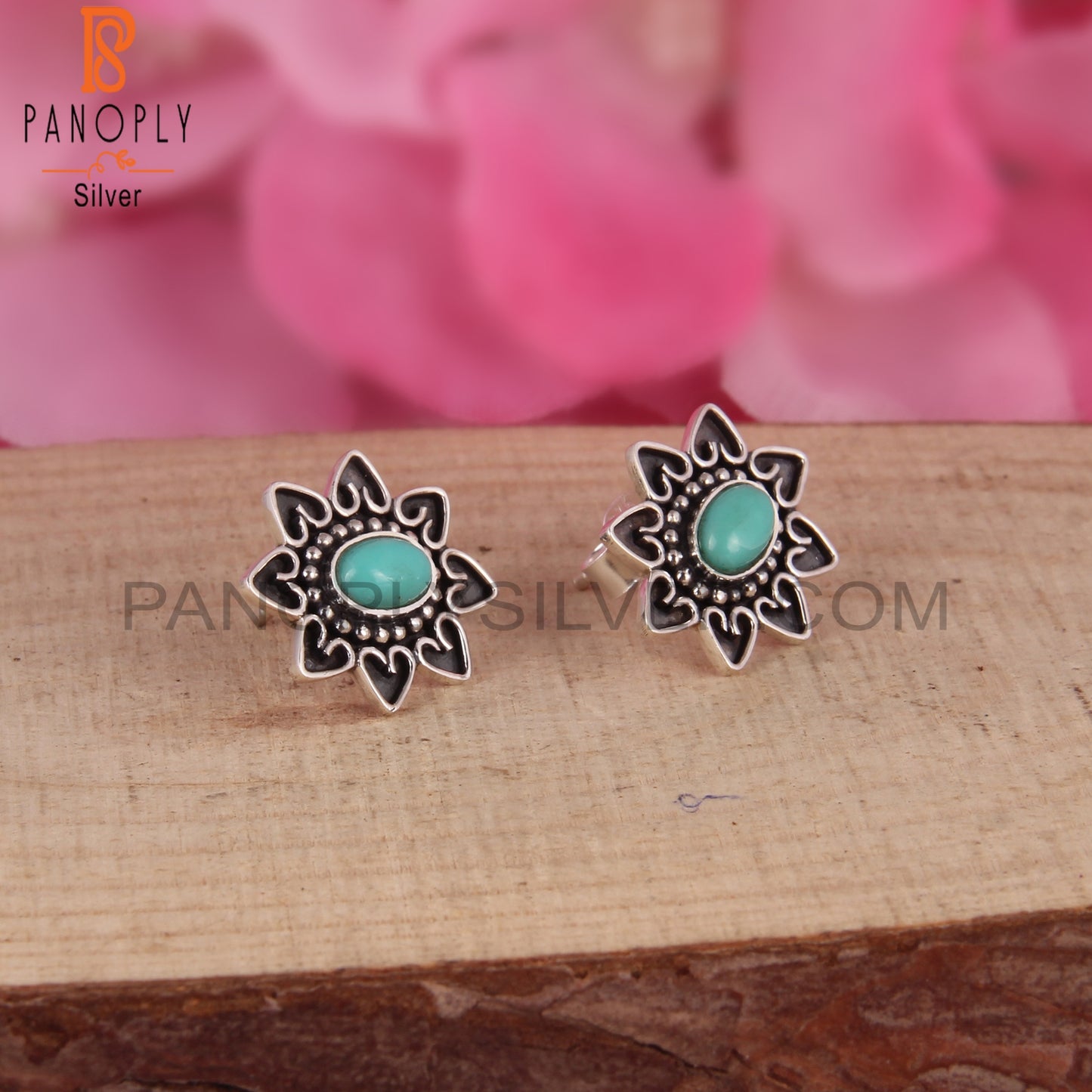 Arizona Turquoise Oval Shape 925 Sterling Silver Earrings