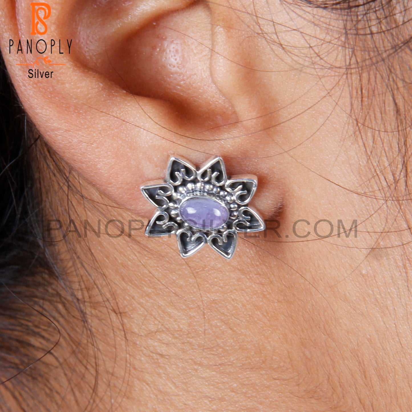 Tanzanite Oval Shape 925 Sterling Silver Studs Earrings