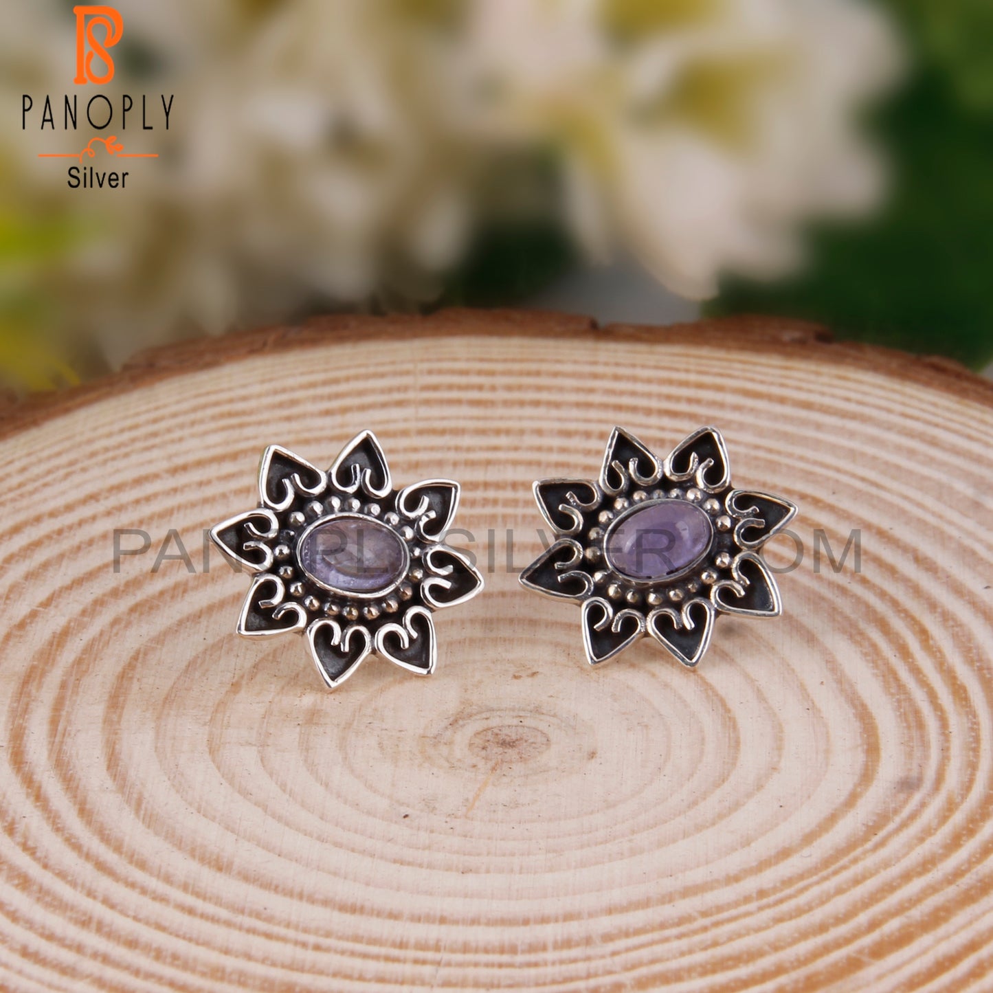 Tanzanite Oval Shape 925 Sterling Silver Studs Earrings