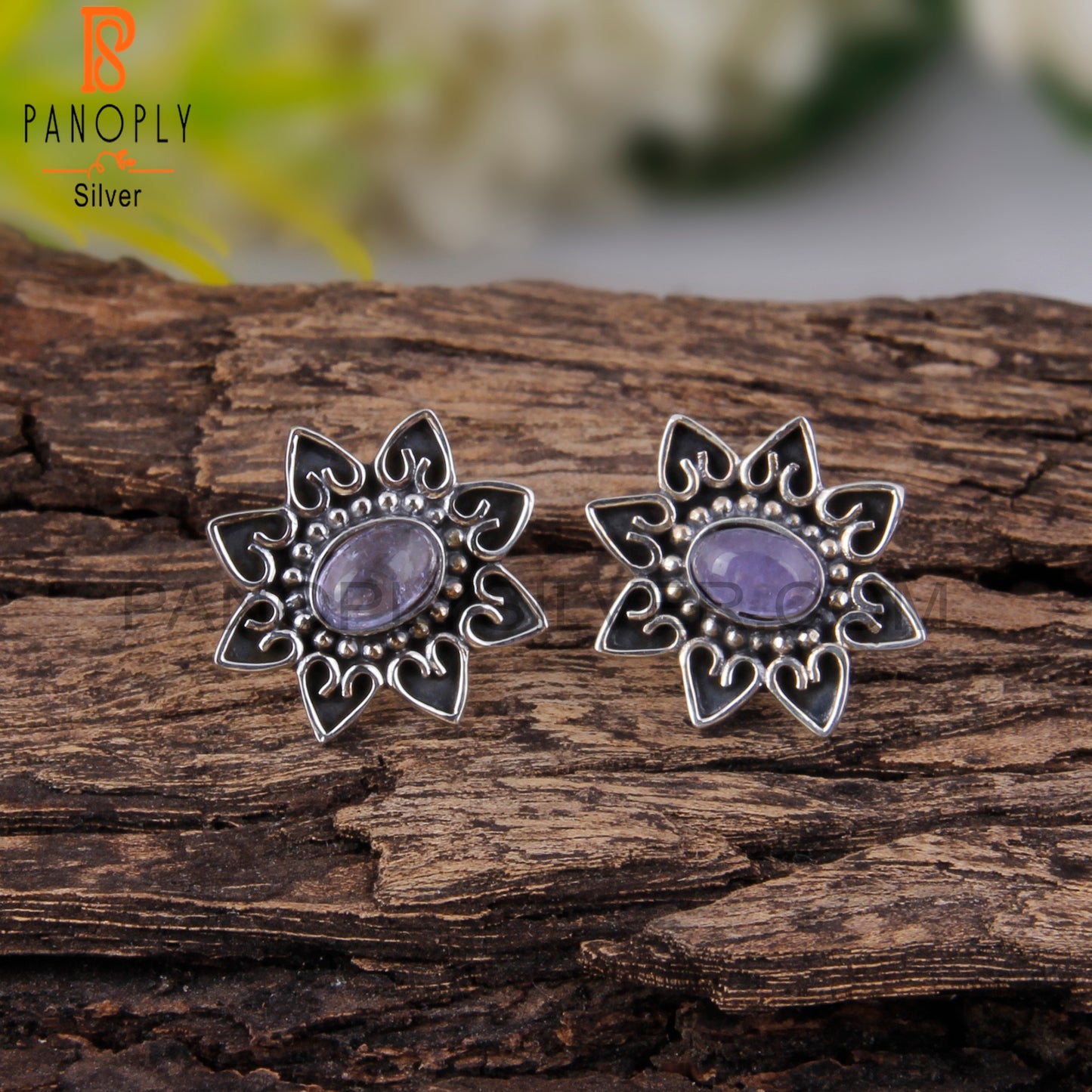 Tanzanite Oval Shape 925 Sterling Silver Studs Earrings