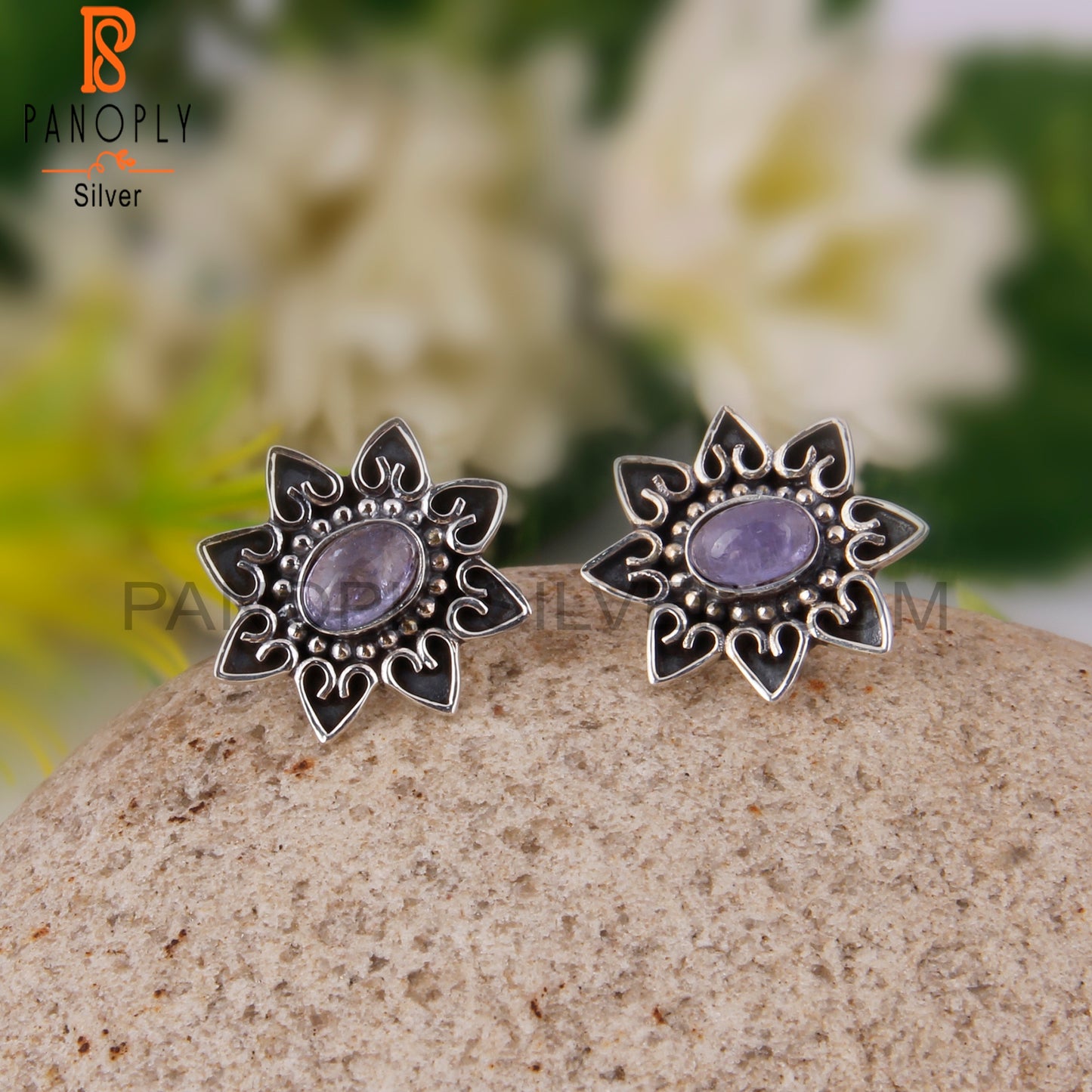 Tanzanite Oval Shape 925 Sterling Silver Studs Earrings