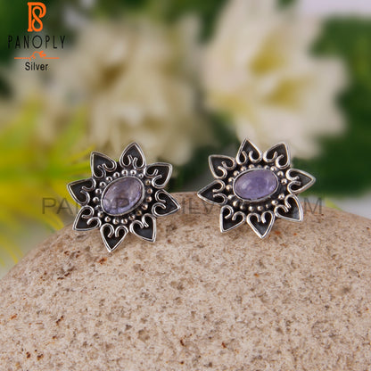 Tanzanite Oval Shape 925 Sterling Silver Studs Earrings