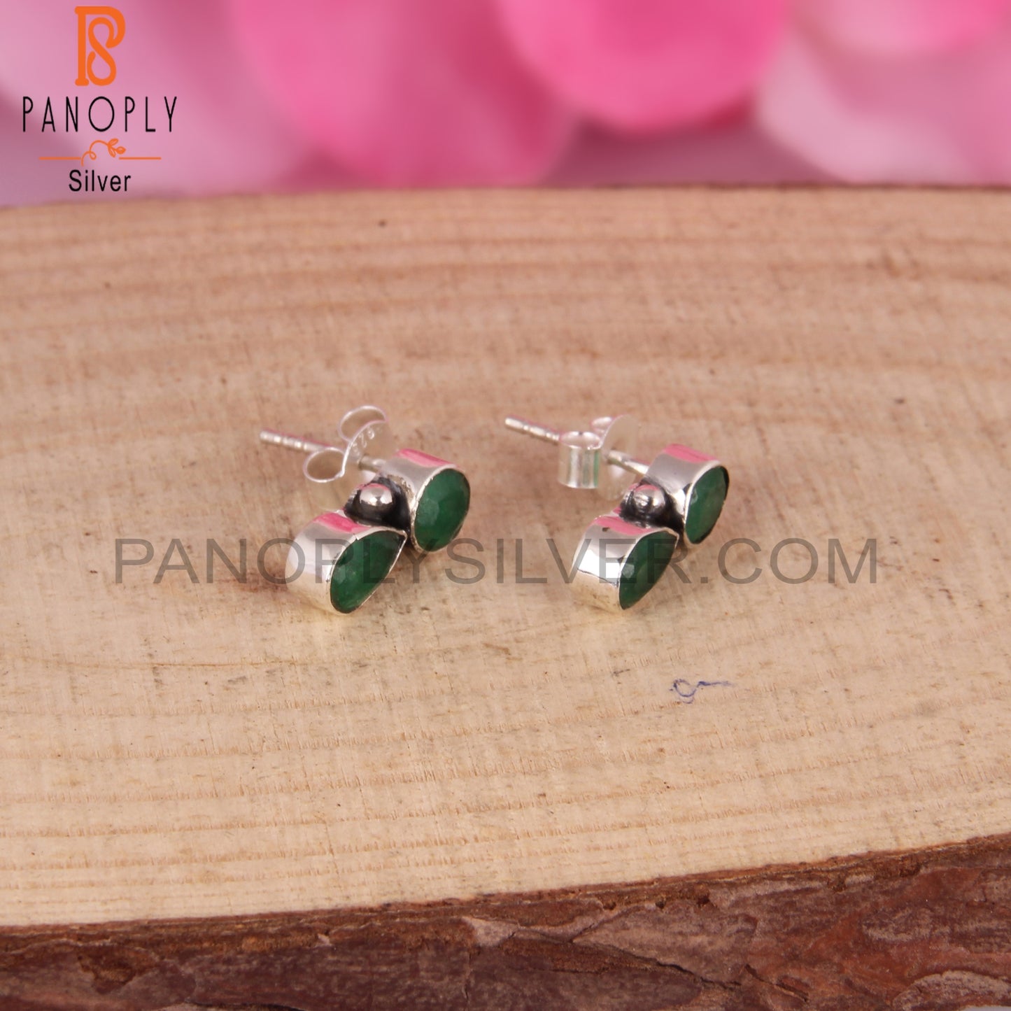 Emerald 925 Sterling Silver Beautiful Earrings