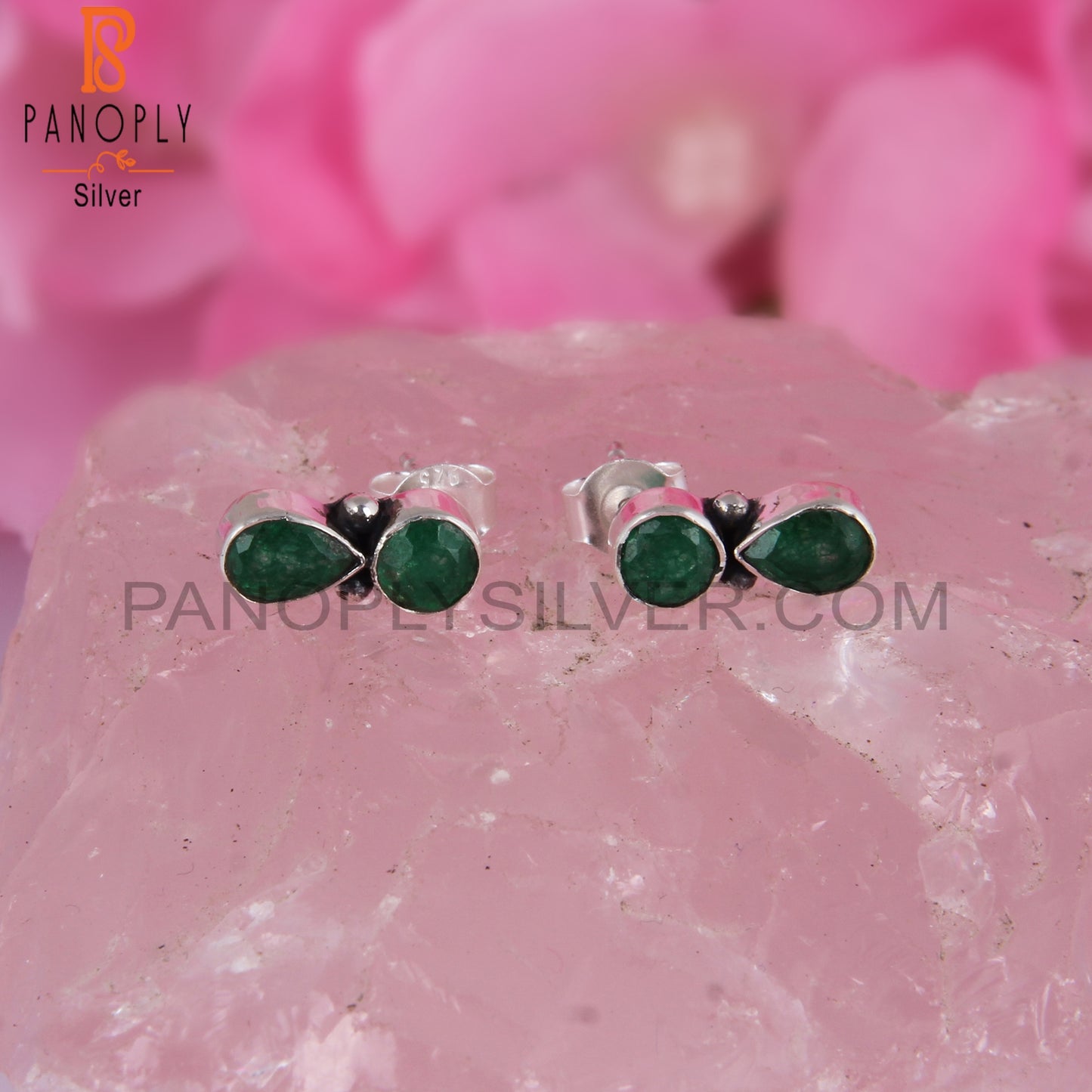Emerald 925 Sterling Silver Beautiful Earrings