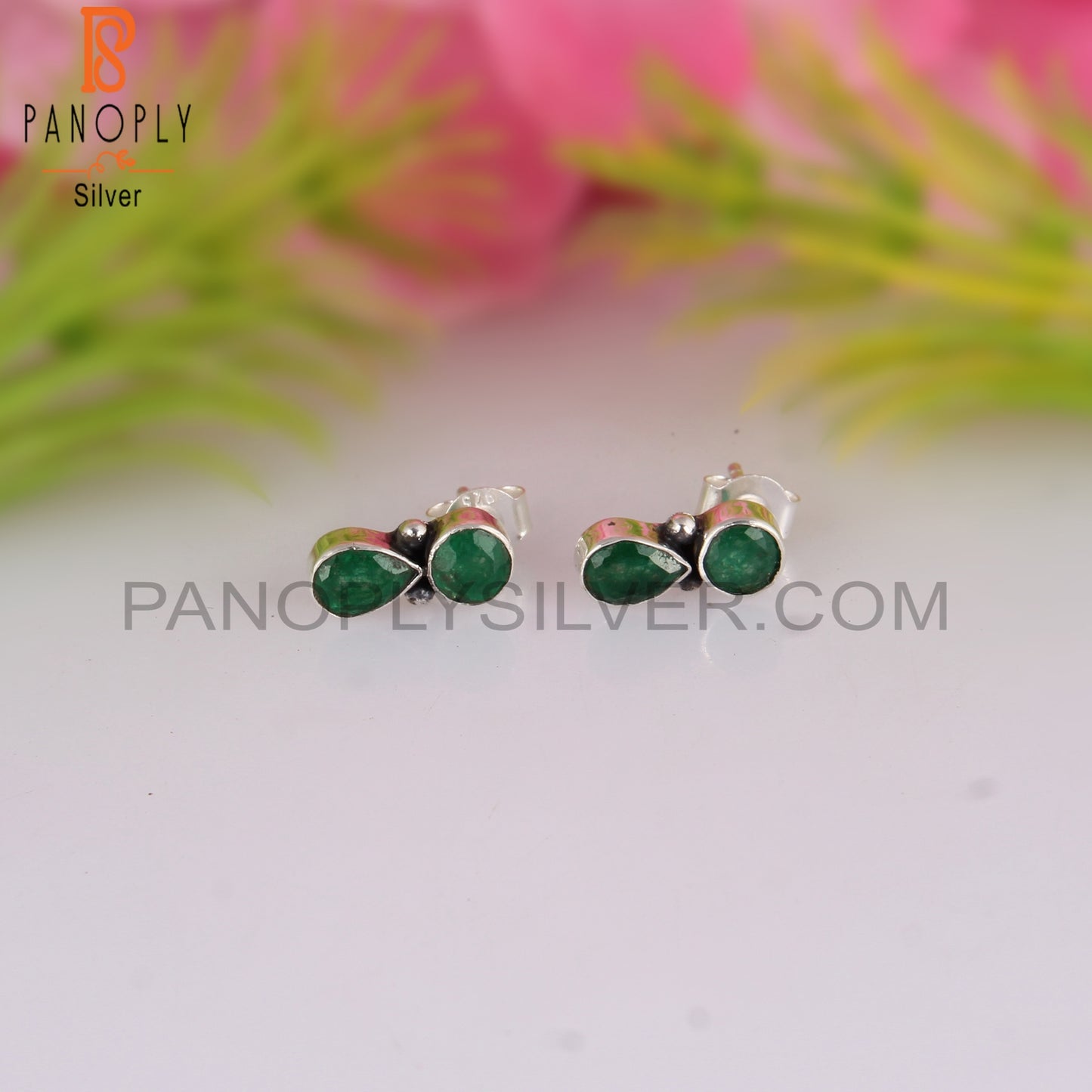Emerald 925 Sterling Silver Beautiful Earrings